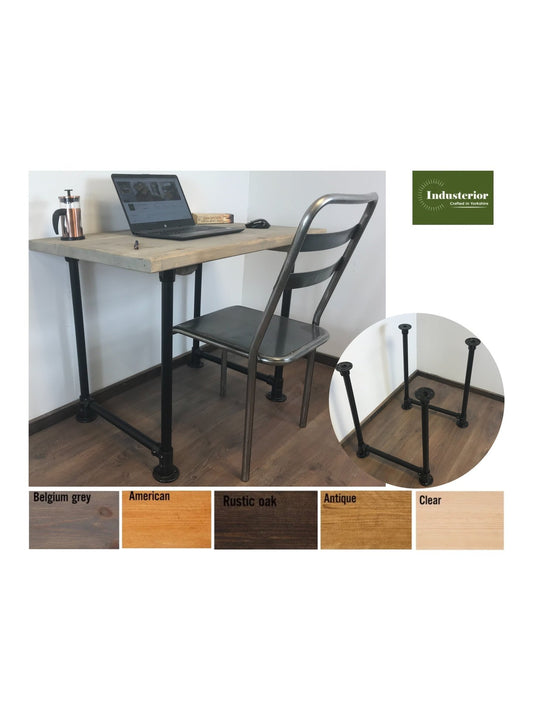 Industrial Office Desk with black Scaffold Pipe Legs, 5 choices of wood finish, Home Office Furniture, sustainable timber-Customisable Sizes