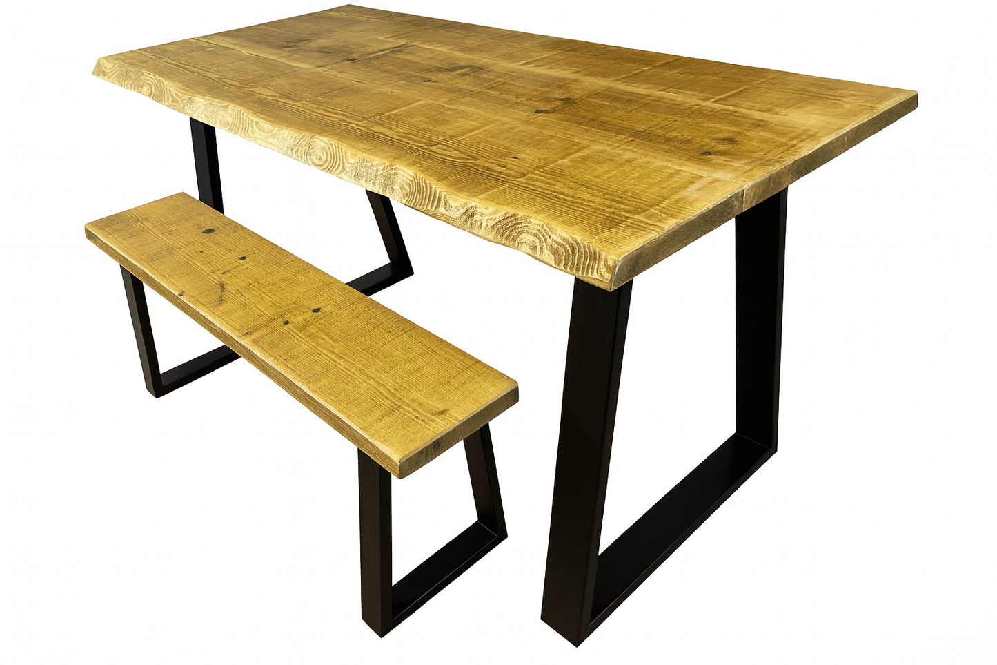 Live Edge Dining Table with Industrial box section legs in various styles
