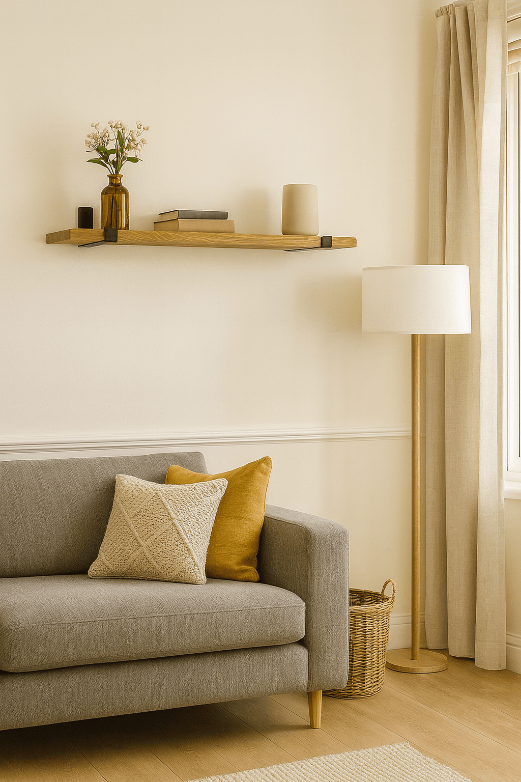 Rustic Style Solid Wood Shelf with lipped up Black Steel Brackets, Handcrafted, 22cm Depth x 3.2cm, 5 wood finishes. free Uk delivery.