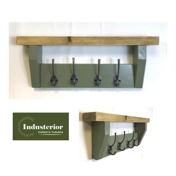 Sage Green Coat Rack, Hidden wall fixings, hand painted coat rack with ...